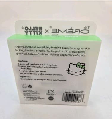 The Crème Shop Hello Kitty Matcha Mattifying Blotting Paper Oil Absorbing NEW!!! - Thumbnail 5