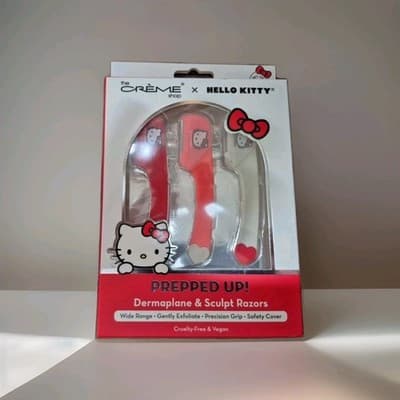 The Crème Shop Hello Kitty Prepped Up Dermaplane Sculpt Razors Red NIB NEW!!! - Thumbnail 2