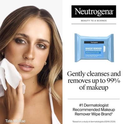 Makeup Remover Wipes Micellar Alcohol Free Waterproof Mascara 50Ct Twin Pack New - Thumbnail 2