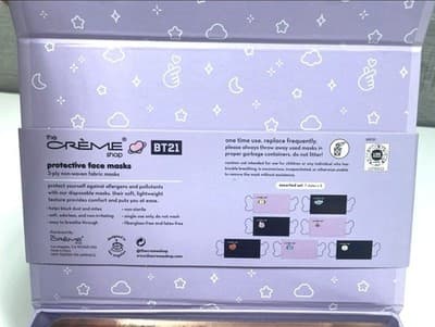 The Crème Shop BT21 3 Ply Protective Face Masks 35 Ct Disposable NIB NEW Unique! - Thumbnail 6