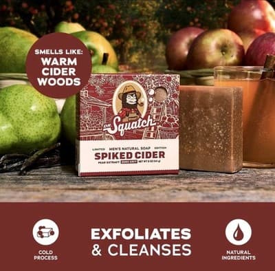 Dr. Squatch Spiked Cider Bar Soap Limited Edition Zero Grit Natural Soap NIB NEW - Thumbnail 3