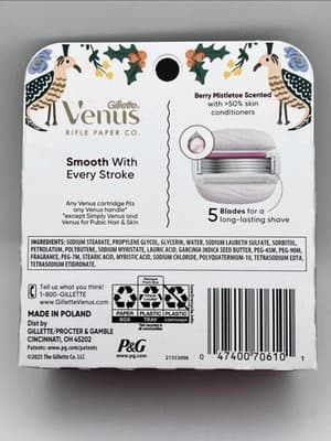Gillette Venus Extra ComfortGlide Berry Mistletoe Razor Refills 3 Ct NIB NEW!!! - Thumbnail 3