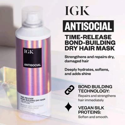 IGK Antisocial Overnight Bond Building Dry Hair Mask 5oz Healthy Shine New!!! - Thumbnail 5