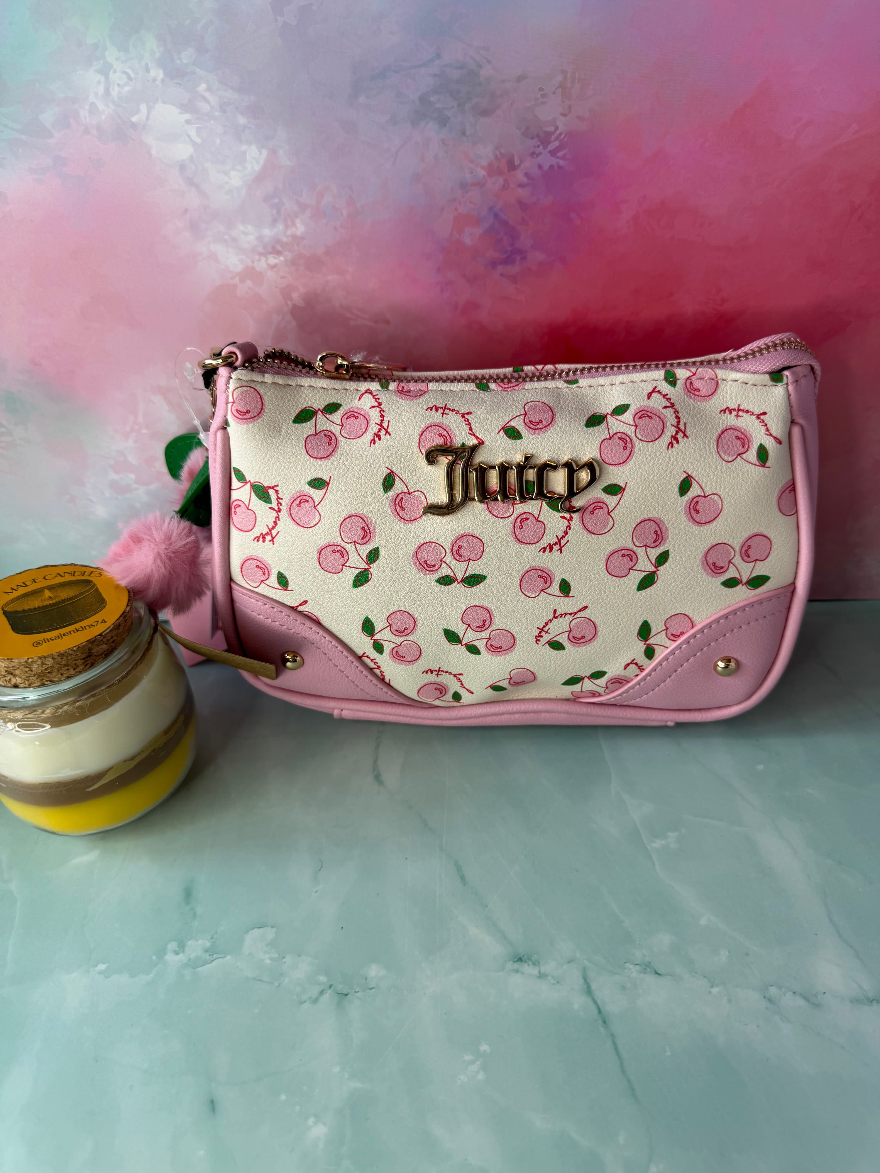 ★ Juicy Couture Cherry Girl Convertible Wristlet NWT Pink Y2K Bag - Thumbnail 3