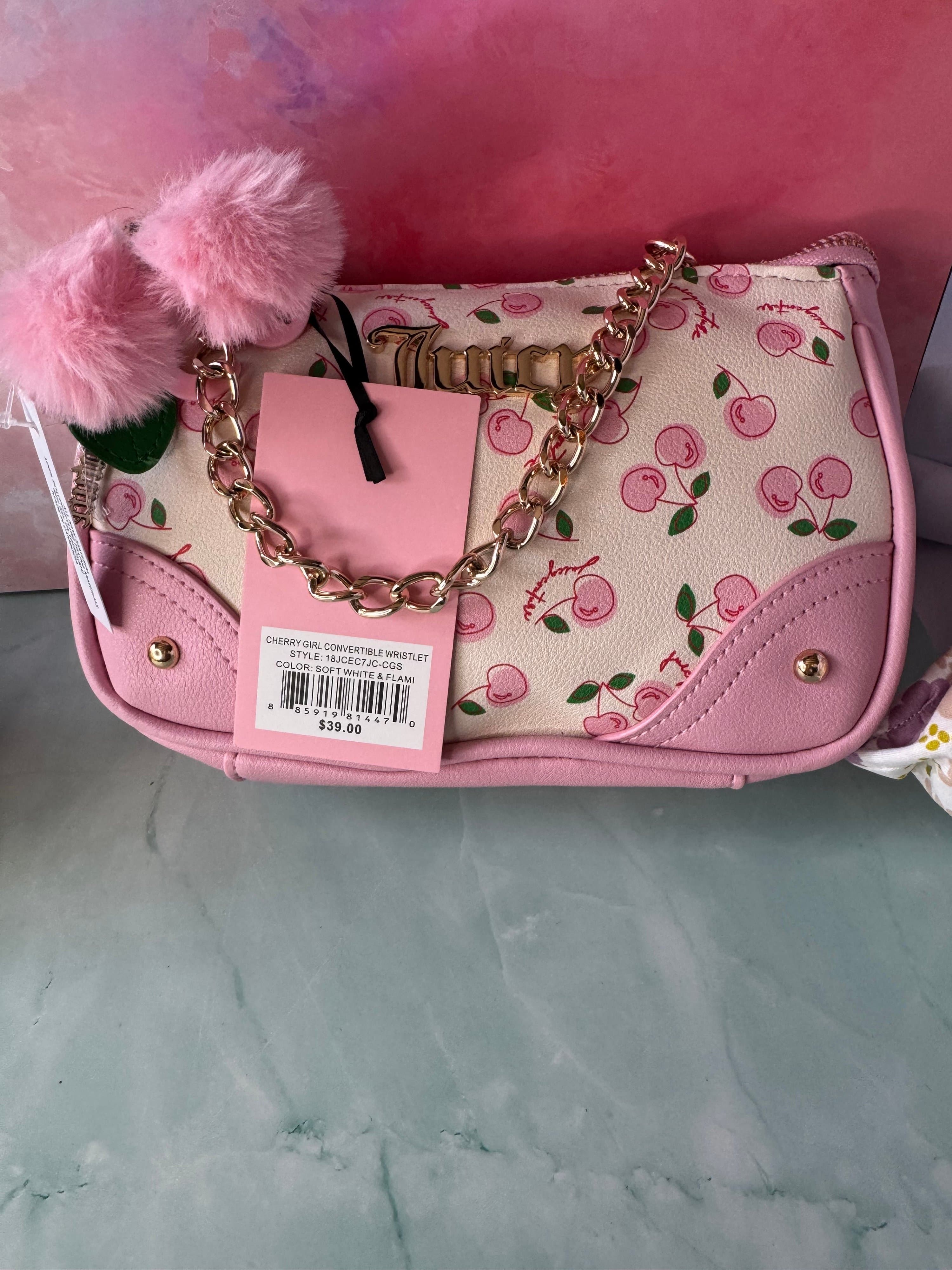 ★ Juicy Couture Cherry Girl Convertible Wristlet NWT Pink Y2K Bag - Thumbnail 5
