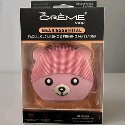 The Crème Shop Bear Essential Facial Cleansing Firming Massager Pink NIB NEW!!!