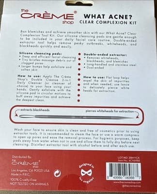 The Crème Shop What Acne Clear Complexion Extraction Kit Pads Tool NIB NEW!!! - Thumbnail 5