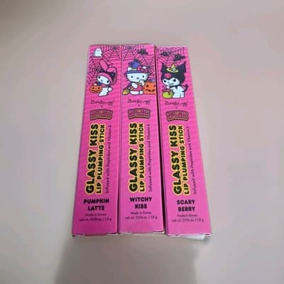 The Crème Shop Hello Kitty Glassy Kiss Lip Plumping Stick Set 3 NIB NEW In Box