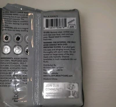 Lot of 2 Global Beauty Care Charcoal Cleansing Wipes 25 Ct Each Sealed NEW!!! - Thumbnail 3