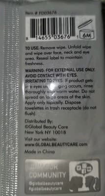 Lot of 2 Global Beauty Care Charcoal Cleansing Wipes 25 Ct Each Sealed NEW!!! - Thumbnail 5