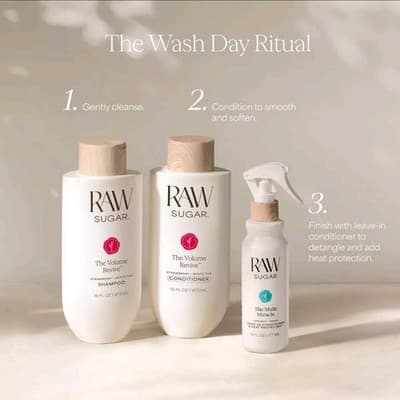 Raw Sugar Volume Revive Shampoo Strawberry White Tea 16oz Vegan Hair Care NEW!! - Thumbnail 6