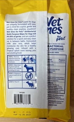 Wet Ones For Pets Antibacterial Dog Wipes Tropical Splash 100 Ct NEW Sealed!!! - Thumbnail 2