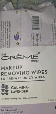 The Crème Shop Juicy Makeup Removing Wipes Calming Lavender 60 Ct K Beauty NEW - Thumbnail 4