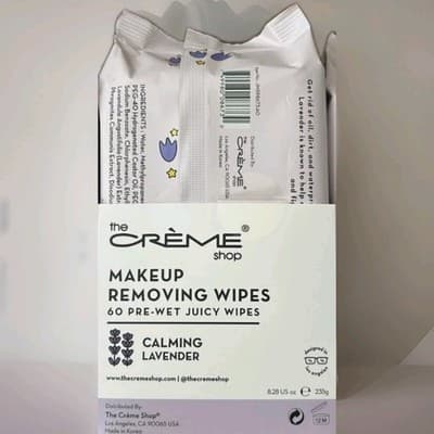 The Crème Shop Juicy Makeup Removing Wipes Calming Lavender 60 Ct K Beauty NEW - Thumbnail 2