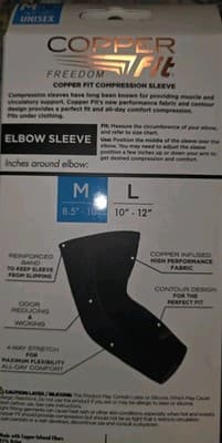 Copper Fit Freedom Compression Elbow Sleeve Medium 8.5-10in Support Brace NIB - Thumbnail 4