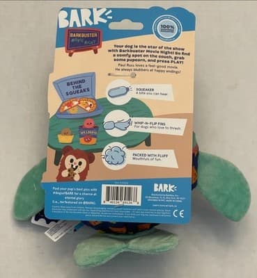 BarkBox Barkbuster Movie Night Paul Russ Dog Toy Squeaky Crinkle Plush NWT New!! - Thumbnail 2