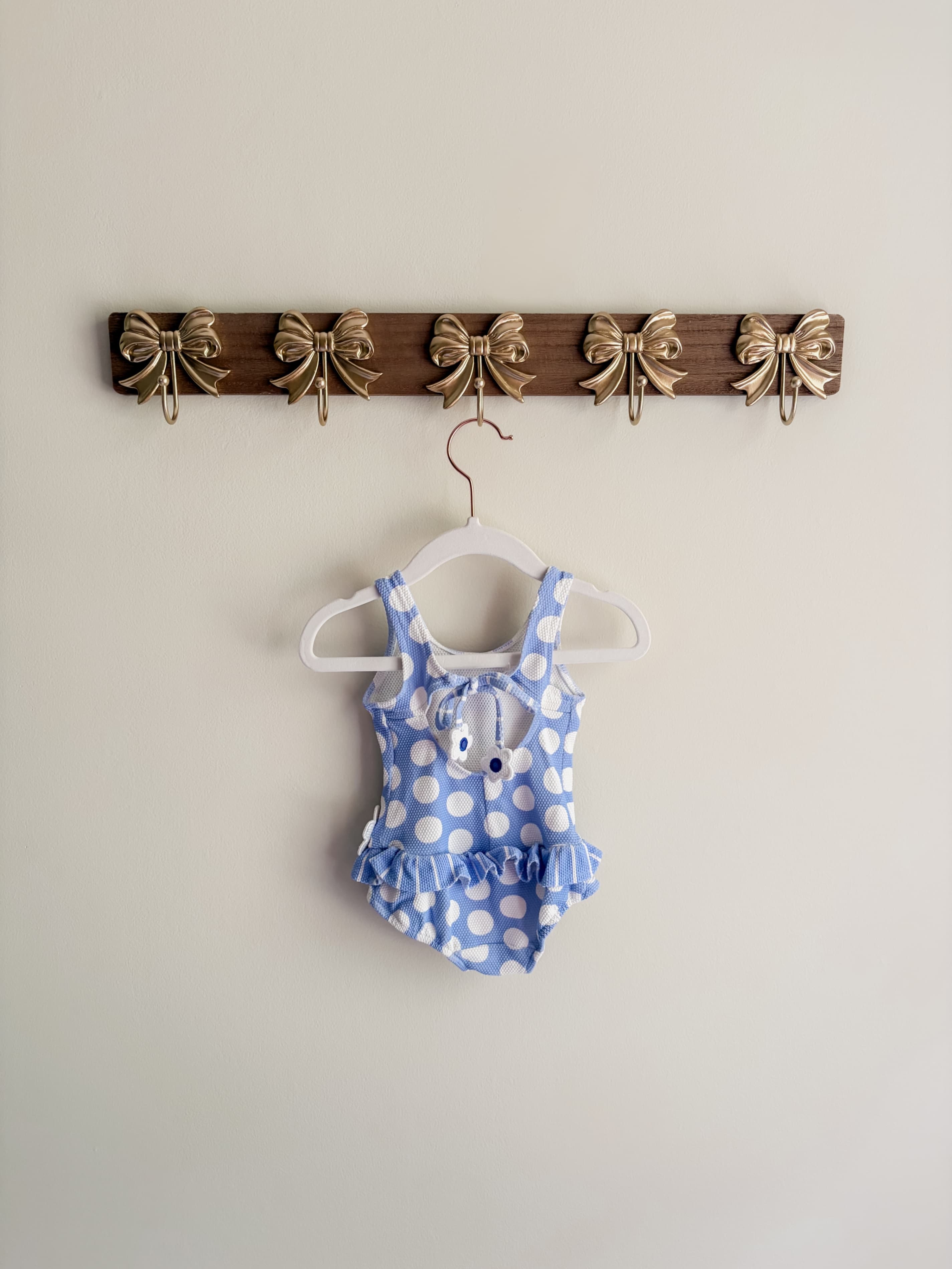 Florence Eiseman size 12 months Blue Polka Dot Ruffle Baby Swimsuit - Thumbnail 2