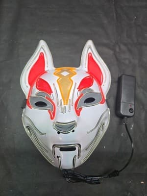 Glowing Demon Slayer LED Fox Mask Cosplay Neon Samurai Mask Luminous Halloween