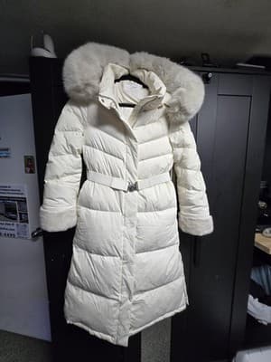 Michaa Womans Down Jacket Real Fur Two-Color Belted Long Padding MIPCYPD920 - Thumbnail 2