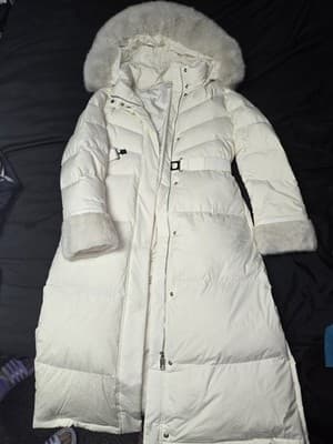 Michaa Womans Down Jacket Real Fur Two-Color Belted Long Padding MIPCYPD920 - Thumbnail 8