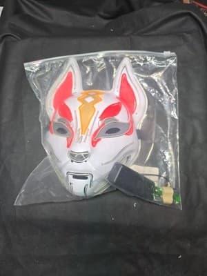 Glowing Demon Slayer LED Fox Mask Cosplay Neon Samurai Mask Luminous Halloween - Thumbnail 5