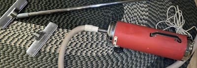 Working Vintage Canadian Electrolux Red Canister Vacuum Complete Set