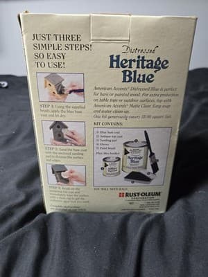 NEW Rustoleum American Accents Distress Heritage Blue Paint Kit DIY - Thumbnail 3