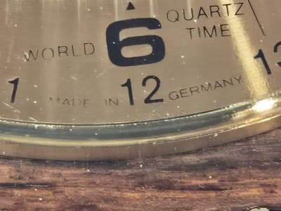 VTG Wehrle World Time Desk Table Clock with Wood Box Germany Quartz - Thumbnail 10