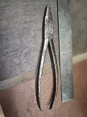 Antique Primitive Blacksmith Hand Forged Iron Pliers Crude Old Tool Collectible - Thumbnail 7