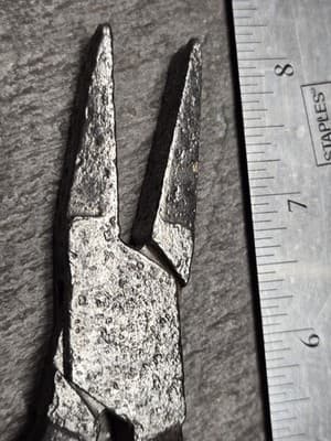 Antique Primitive Blacksmith Hand Forged Iron Pliers Crude Old Tool Collectible - Thumbnail 2