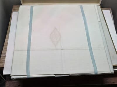 Defender MFG Co. New Old Stock 1900s Sheet And Pillowcases, Monogrammed "B" - Thumbnail 7