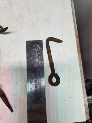 Lot Of 7 Antique Gate Hooks Iron Hand-Wrought Pre-1890 Twisted Shafts - Thumbnail 5