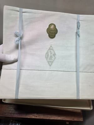 Defender MFG Co. New Old Stock 1900s Sheet And Pillowcases, Monogrammed "B" - Thumbnail 2