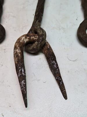 Lot Of 7 Antique Gate Hooks Iron Hand-Wrought Pre-1890 Twisted Shafts - Thumbnail 15