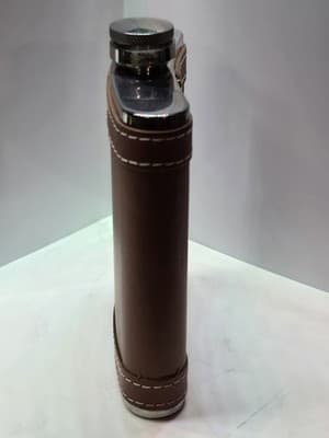 Flask Bey-Berk Stainless Steel Leather Cover Screw Cap - 6 oz - Thumbnail 3