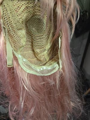 Women's Straight Wig 28 Inches Long with Bangs Pink,Synthetic Wig - Thumbnail 2