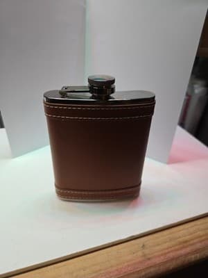Flask Bey-Berk Stainless Steel Leather Cover Screw Cap - 6 oz - Thumbnail 8