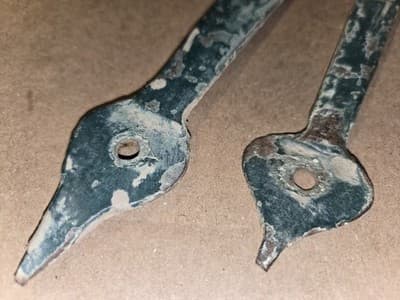 2 Large Antique 1800s Strap Hinges Wrought Iron Door Hardware 24.5" & 23.5" - Thumbnail 15