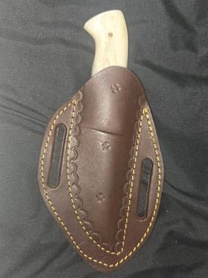 Beautiful Handmade Damascus Steel Knife with Leather Sheath! - Thumbnail 5