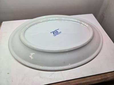 Vintage Sterling China 'Delph' Blue & White Restaurant Ware Oval Serving Platter - Thumbnail 4