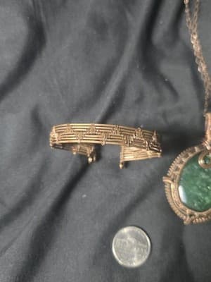Handmade copper wire-wrapped necklace w/ faceted gemstone w/ matching bracelet - Thumbnail 3