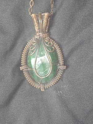Handmade copper wire-wrapped necklace w/ faceted gemstone w/ matching bracelet - Thumbnail 5