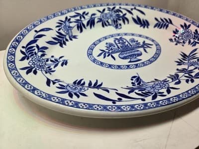 Vintage Sterling China 'Delph' Blue & White Restaurant Ware Oval Serving Platter - Thumbnail 3