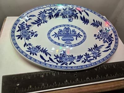 Vintage Sterling China 'Delph' Blue & White Restaurant Ware Oval Serving Platter - Thumbnail 2