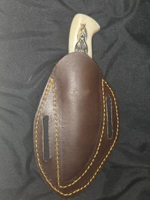 Beautiful Handmade Damascus Steel Knife with Leather Sheath! - Thumbnail 6