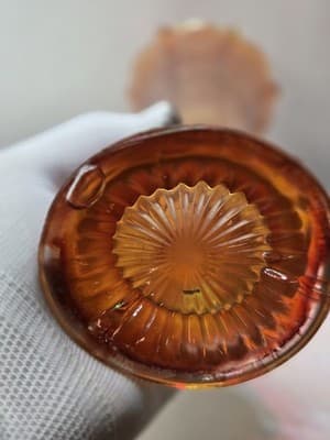 Vintage Orange Iridescent Carnival Glass 10 inch Vase Trumpet Flared Art Glass - Thumbnail 12