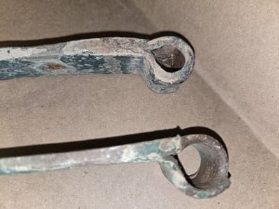 2 Large Antique 1800s Strap Hinges Wrought Iron Door Hardware 24.5" & 23.5" - Thumbnail 8