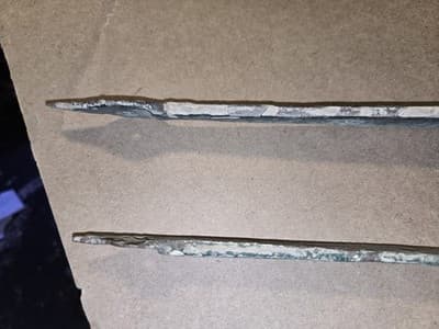 2 Large Antique 1800s Strap Hinges Wrought Iron Door Hardware 24.5" & 23.5" - Thumbnail 10