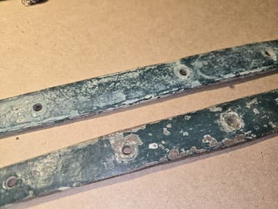 2 Large Antique 1800s Strap Hinges Wrought Iron Door Hardware 24.5" & 23.5" - Thumbnail 13