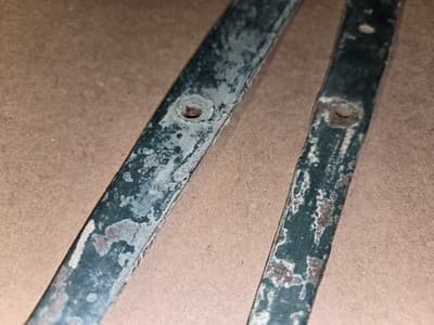 2 Large Antique 1800s Strap Hinges Wrought Iron Door Hardware 24.5" & 23.5" - Thumbnail 16